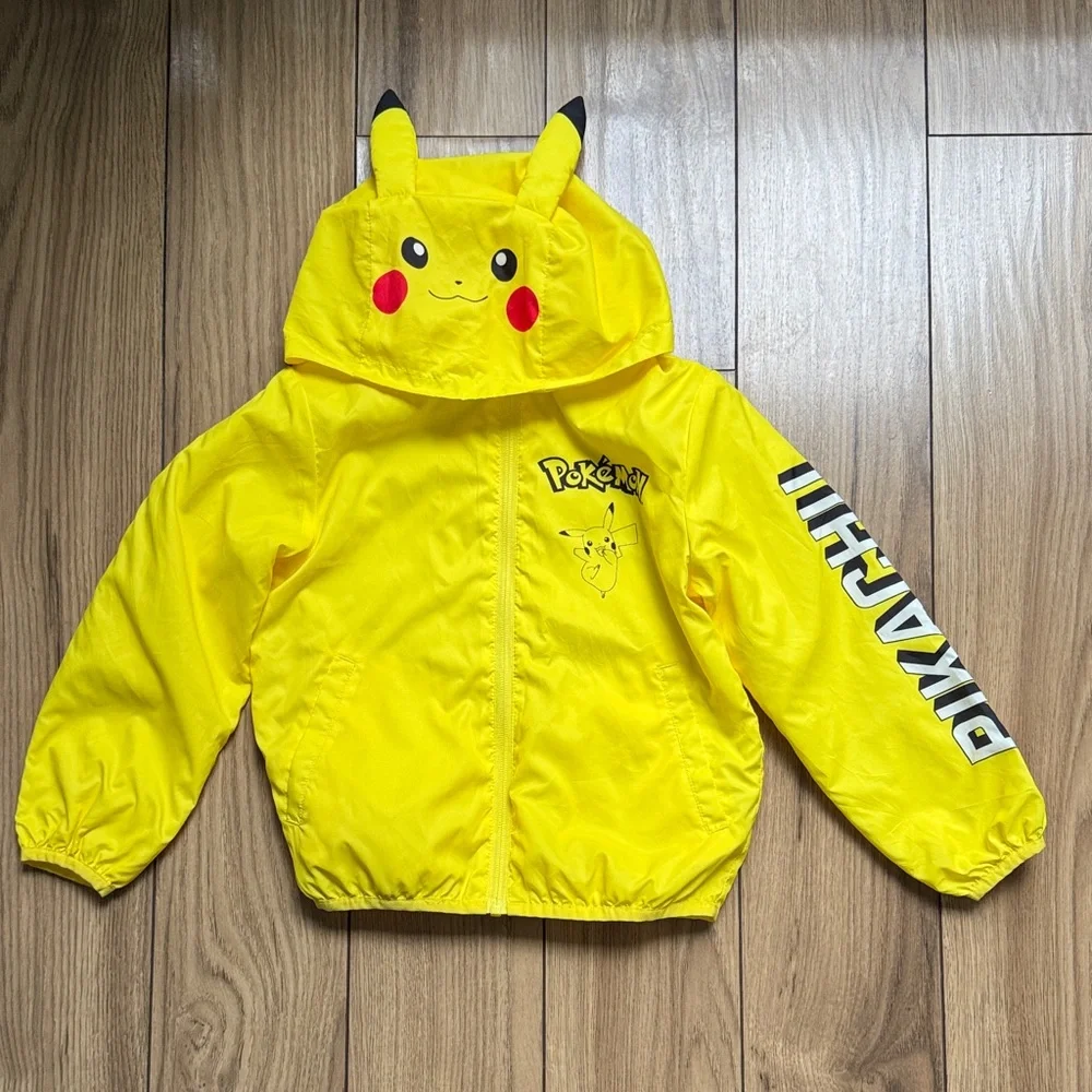 Pikachu Yellow Hooded Kids Jacket PRINT WINDBREAKER